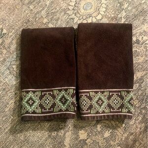 2 World Market Stitched Hand Towels